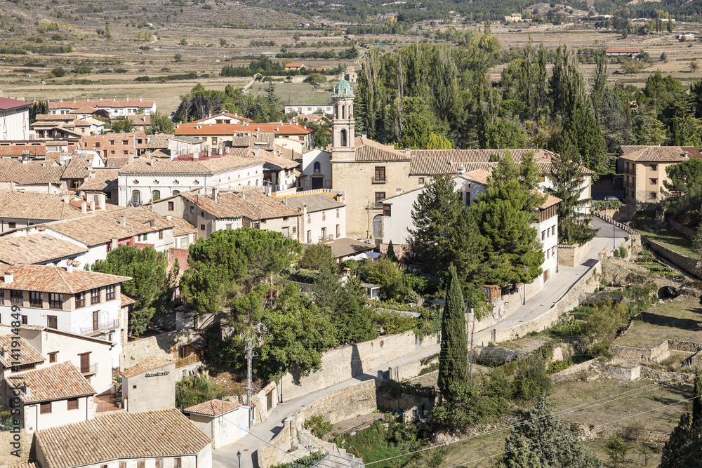 a view over Rubielos de Mora town, province of Teruel, Aragon, Spain