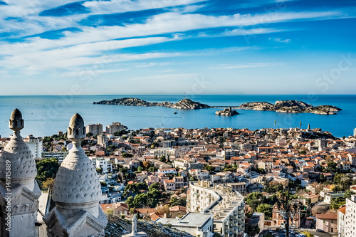 beautiful panoramic view of the city of Marseille, France photo