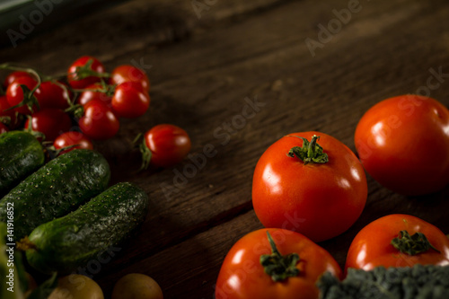 Composition with assorted raw organic vegetables