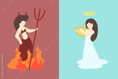 angel and demon flat vector