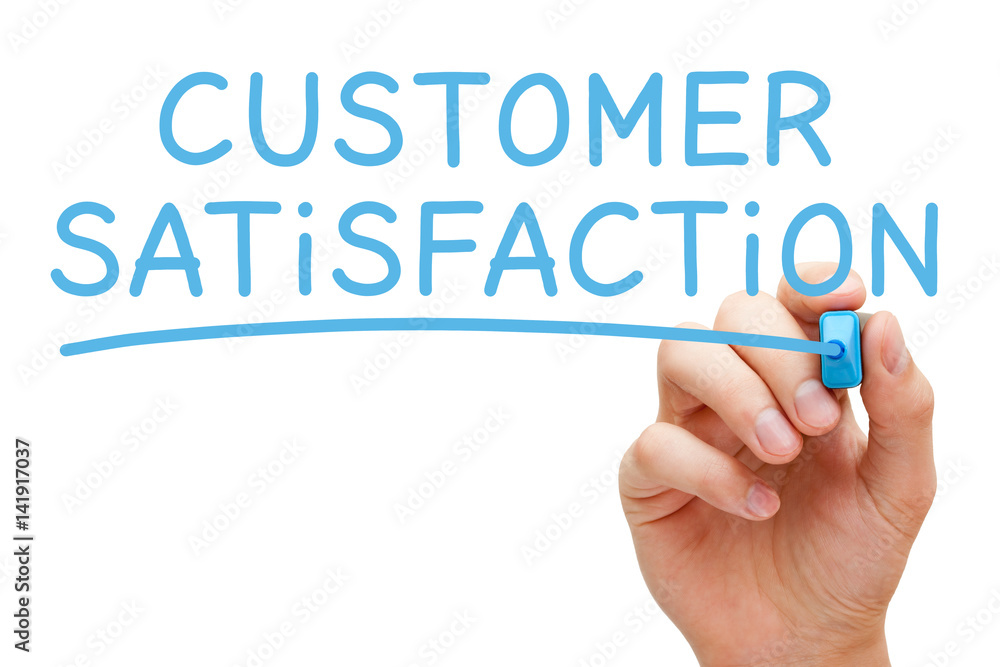Customer Satisfaction Handwritten With Blue Marker Customer Satisfaction Handwritten With Blue Marker