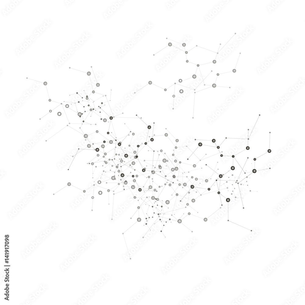 Abstract connect background with dots and lines. Molecule structure. Vector science background. Polygonal network background