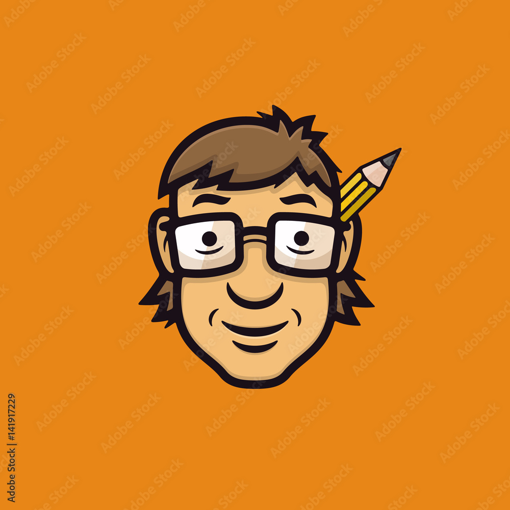 Smart Man With Glasses Flat Vector Style