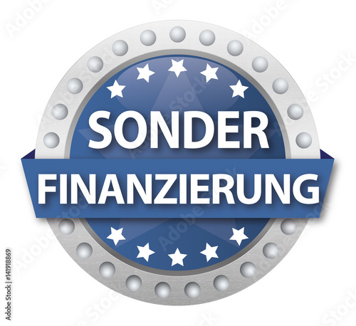 Button Sonderfinanzierung, blau