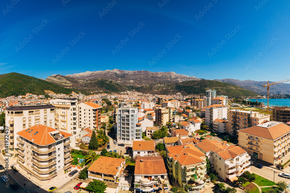 Budva, Montenegro, the view from the high-rise building in the city center