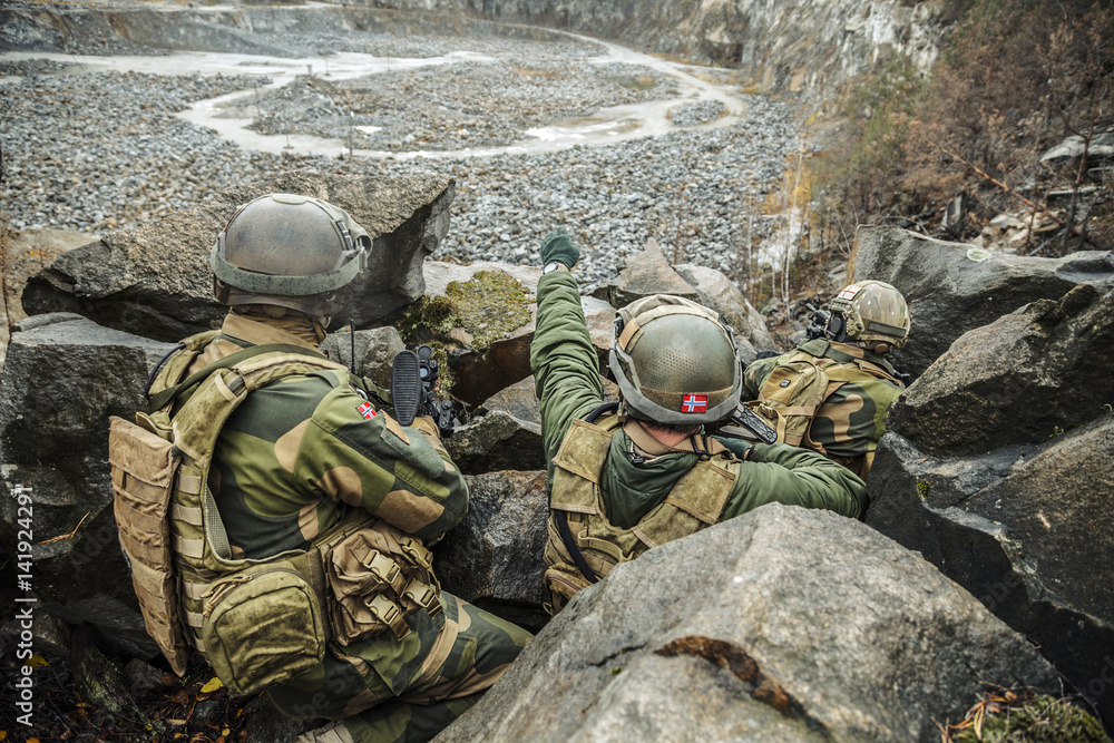 Patrol Of Norwegian Rapid Reaction Special Forces Fsk Soldiers In Field Patrol Of Norwegian Rapid Reaction Special Forces Fsk Soldiers In Field