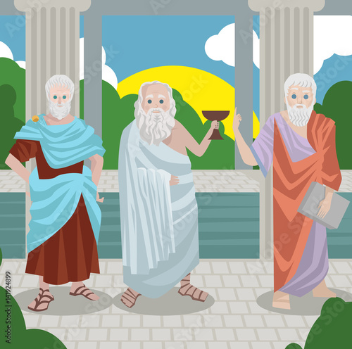 three great greek philosophers in garden