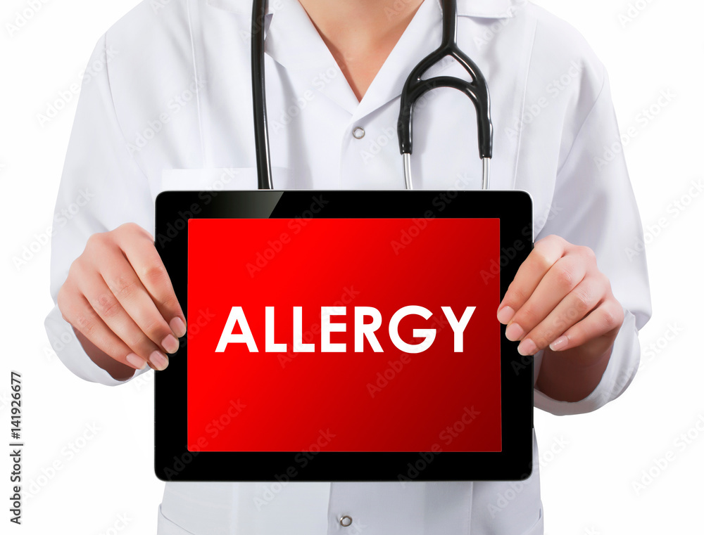 Doctor showing digital tablet screen.Allergy Doctor showing digital tablet screen.Allergy