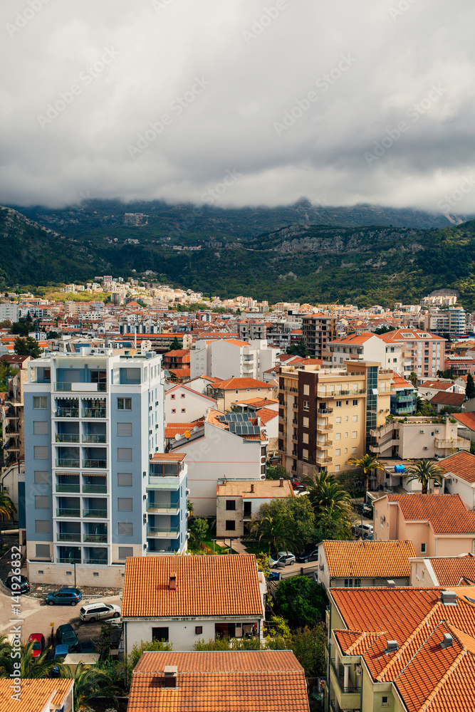 Budva, Montenegro, the view from the high-rise building in the city center