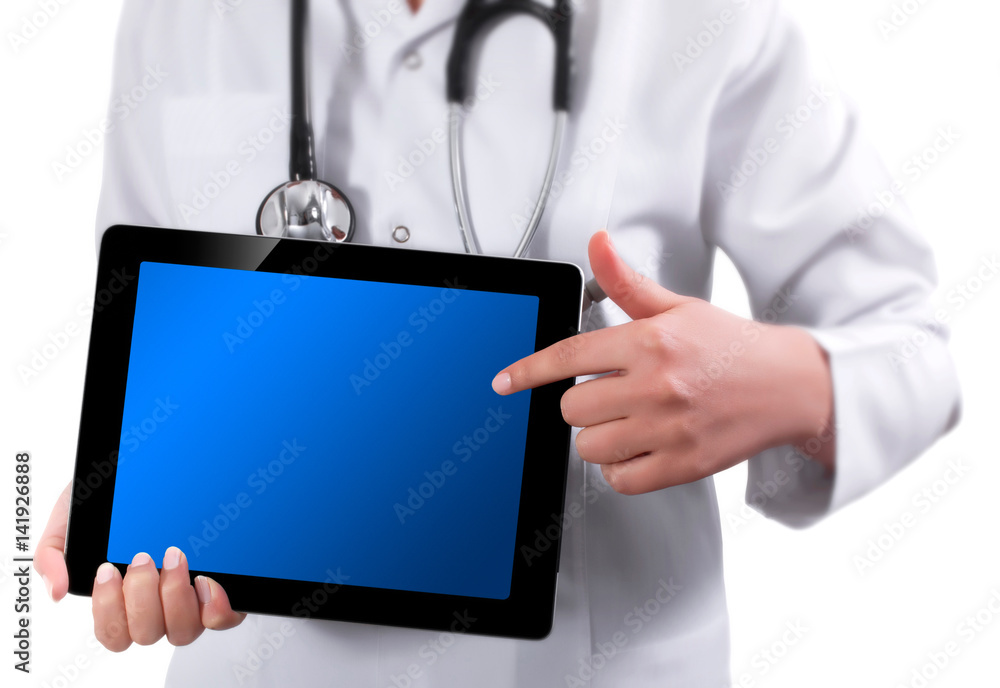 Doctor showing digital tablet screen Doctor showing digital tablet screen