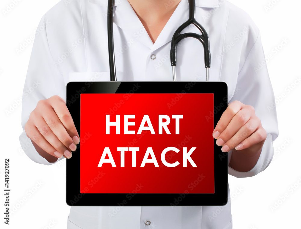 Doctor showing digital tablet screen.Heart Attack Doctor showing digital tablet screen.Heart Attack