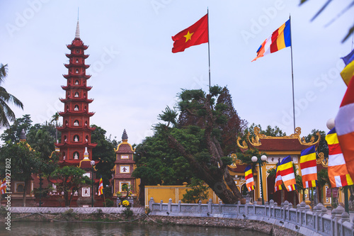 View of Vietnam capital city, Hanoi with traditional vietnamese architecture