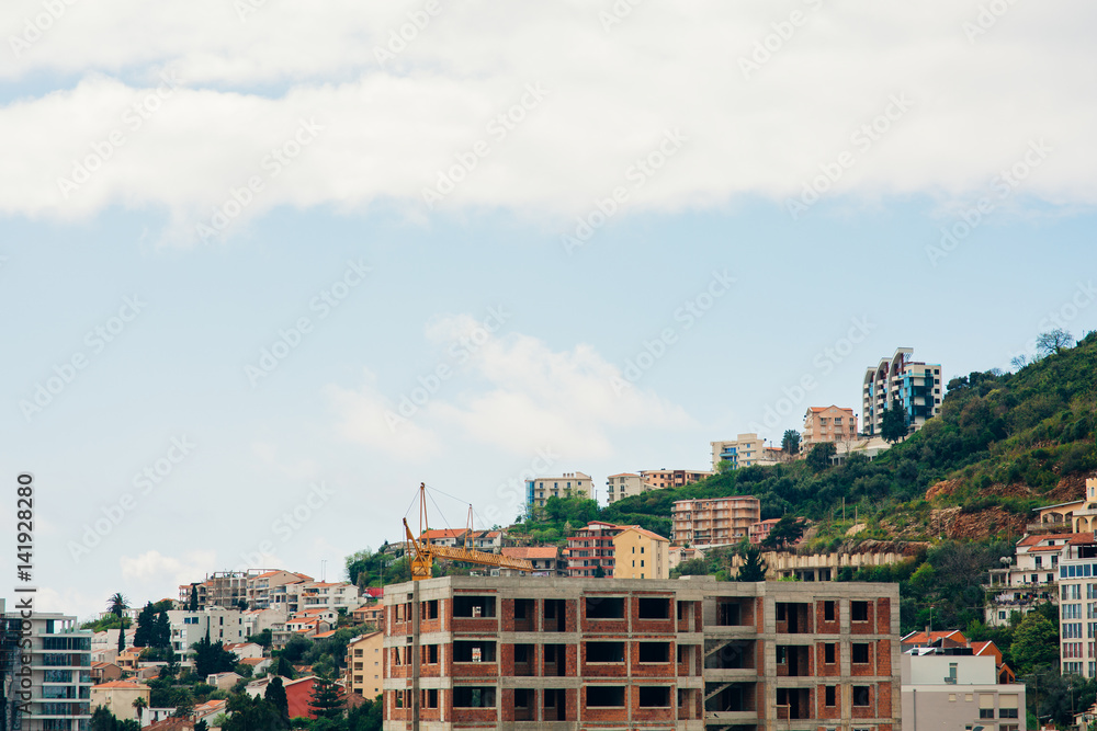 Budva, Montenegro, the view from the high-rise building in the city center