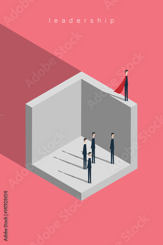 Minimalist style. Business leadership vector concept with leader as superhero