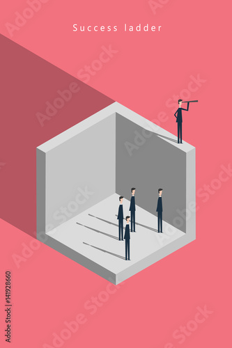 Minimalist stile. vector business finance. Successful vision concept with  icon of businessman and telescope, Symbol leadership, strategy, mission, objectives.