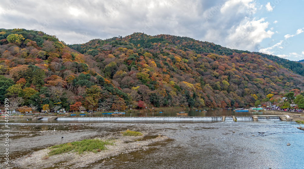 Arashiyama in autumn season, Kyoto, Japan.
