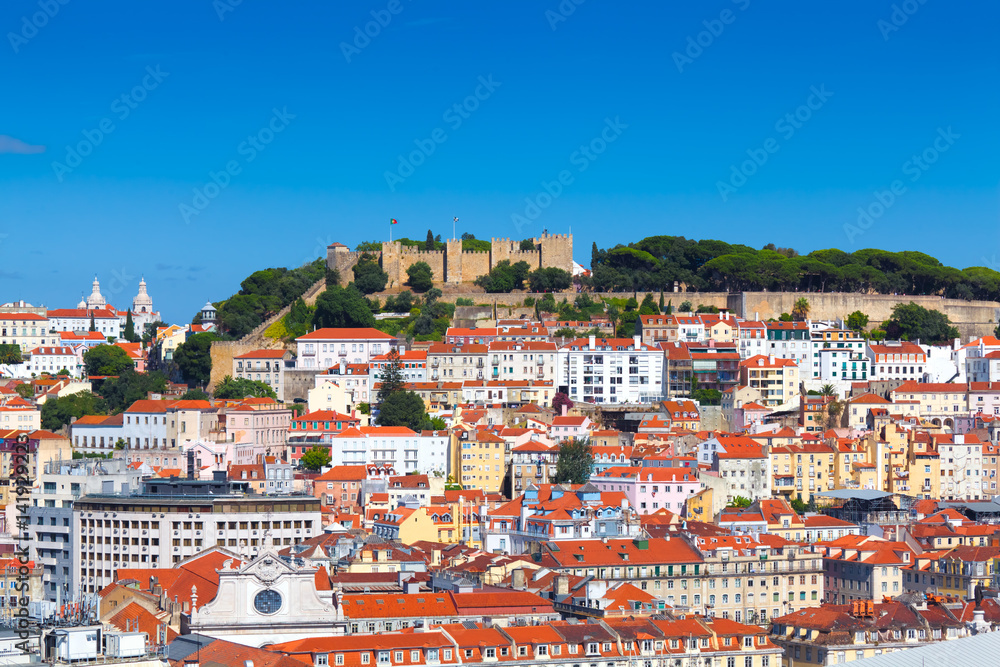 Panorama of Lisbon (Portugal) withe the Castle of Sao Jorge