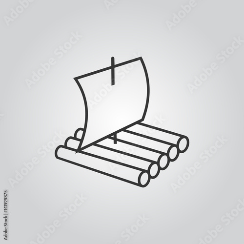 Wooden raft icon