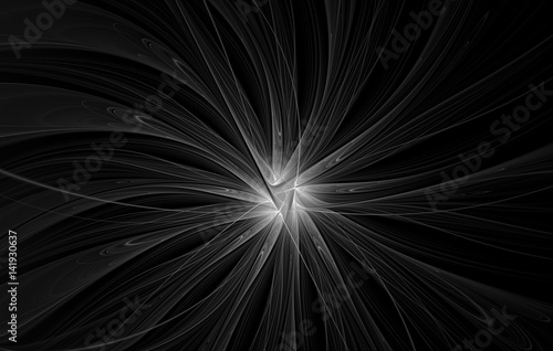 Abstract fractal black and white pattern in the center of a star