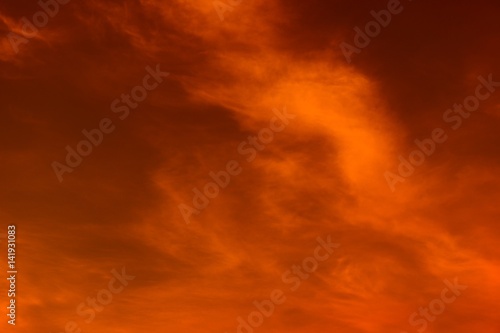 sky red in sunset and cloud, beautiful colorful evening nature space for add text