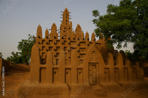 Mud Mosque in the evening in Teli village, Dogon Country, Bandiagara, Mali - July, 2009  photo