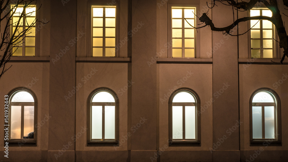 Windows on the apartment wall