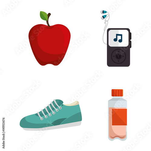 fitness lifestyle elements icons vector illustration design © Gstudio