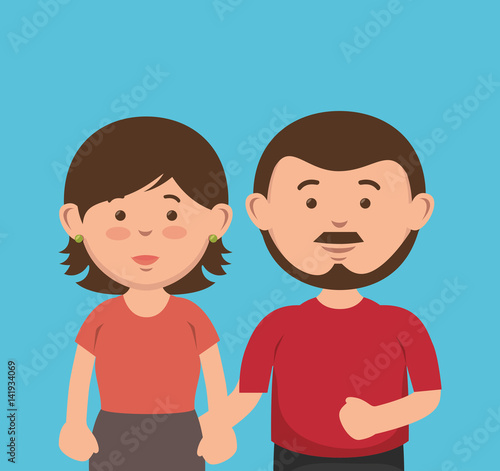 parent couple avatars characters vector illustration design