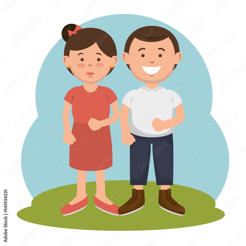 parent couple avatars characters vector illustration design