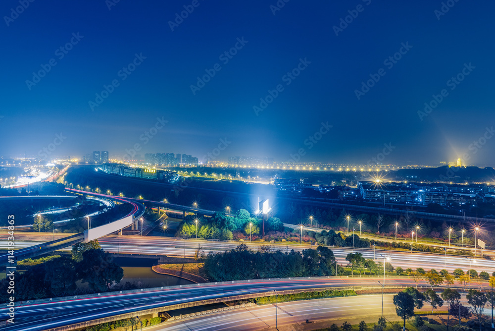 urban traffic with cityscape in city of China.