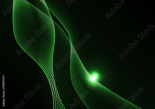 wave　黒背景　緑