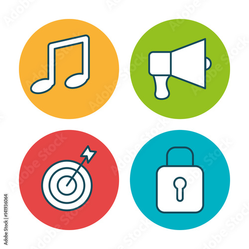 social marketing flat icons vector illustration design