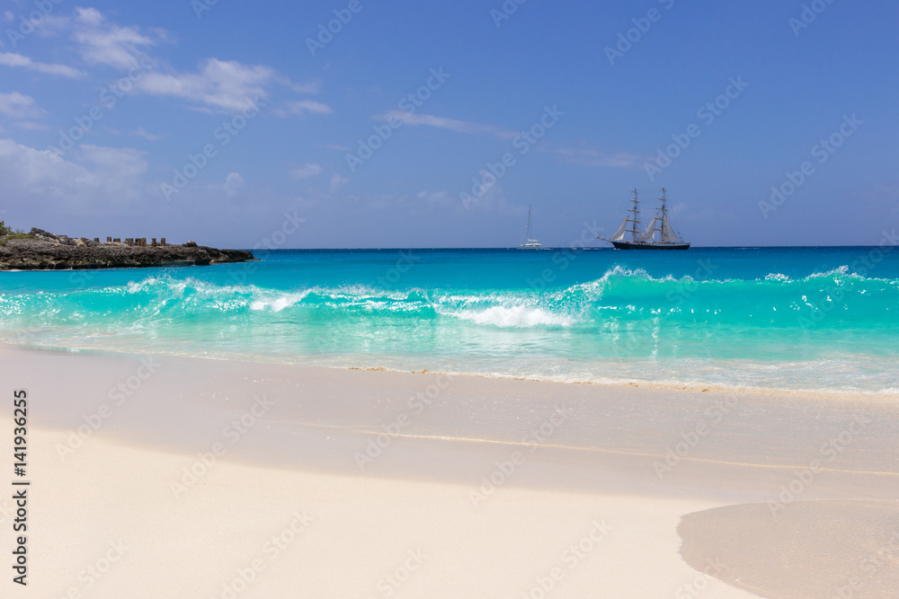 Turquoise wave of caribbean sea
