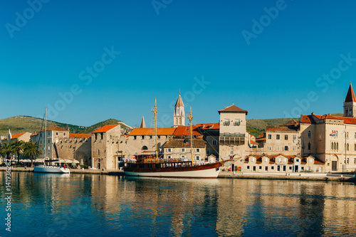 Mooring for yachts near the old town of Trogir  Croatia.