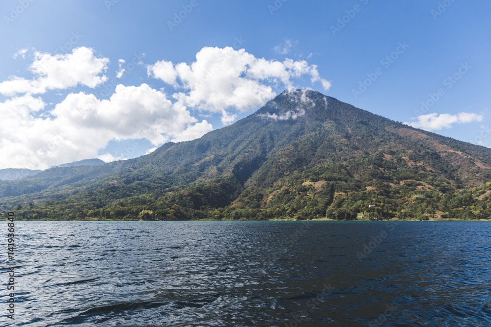 Clouds Over Volcanic Mountain at Lake Atitlan