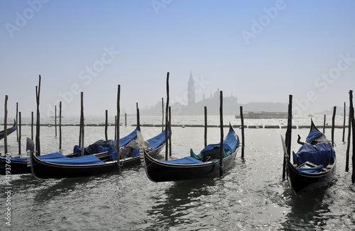 Gondolas in Canal Grande with San Giorgio maggiore island © Prin