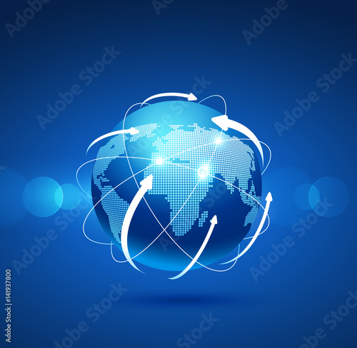 Globe network connection. Vector