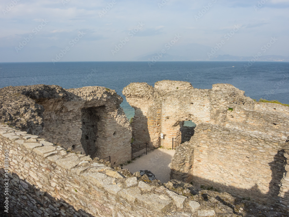 Sirmione, Garda Lake. Archaeological park with the remains of a large Roman villa called as “Grotte di Catullo