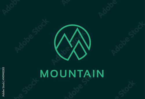 Abstract Mountain Line Logo Template Design Vector, Emblem, Design Concept, Creative Symbol, Icon