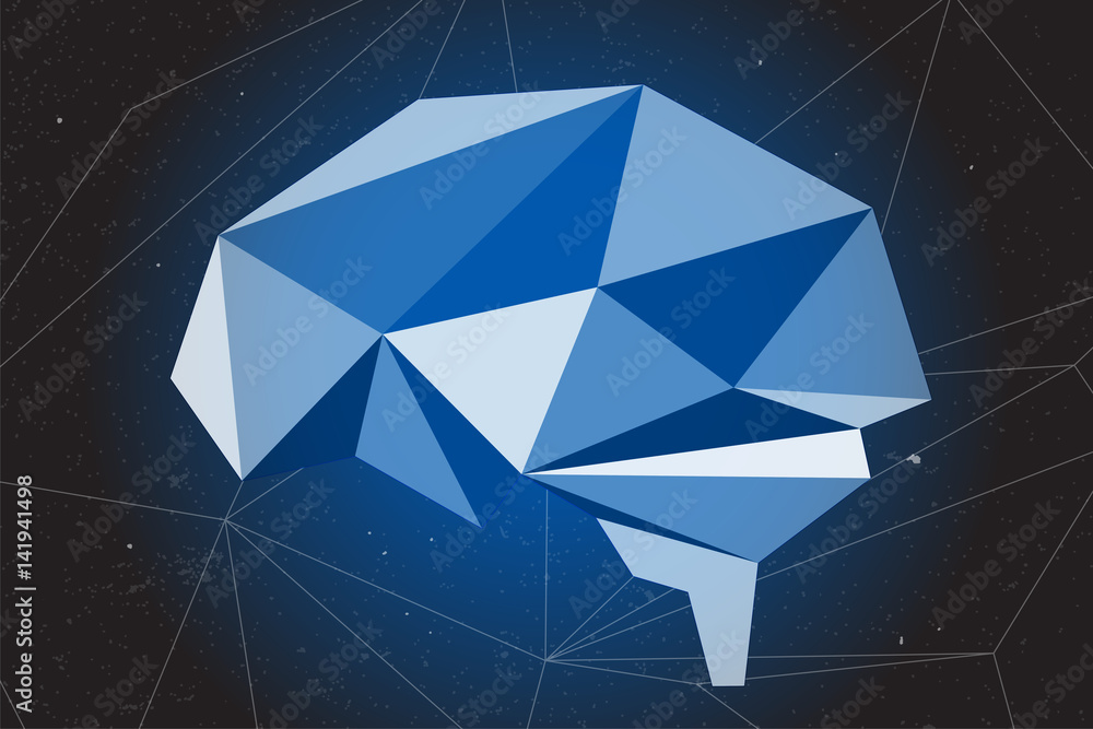 Abstract of brain graphic using polygon and geometry shape with ...
