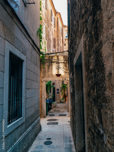Old Town of Split  Croatia. Inside the city. Ancient architecture and medieval houses.