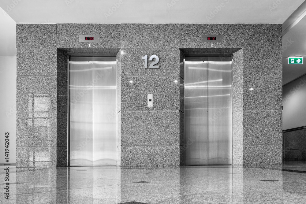 Fototapeta premium Modern elevator and granite tile., Interior design