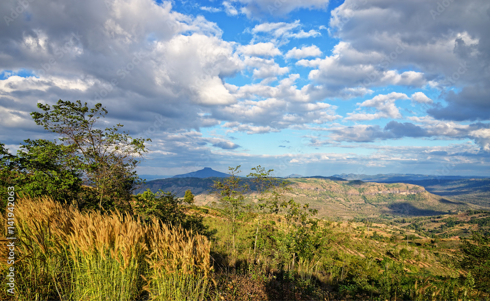 Landscape  mountains and blue sky with clouds : Thailand