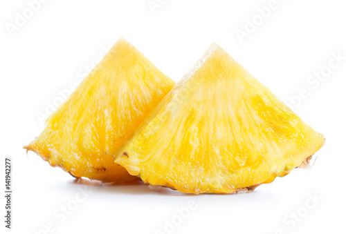 pineapple pieces isolated on white background