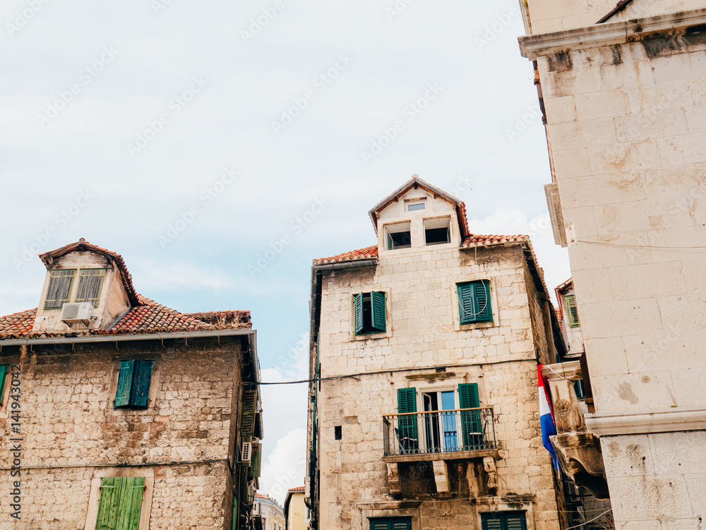 Old Town of Split, Croatia. Inside the city. Ancient architecture and medieval houses.