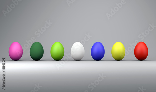 Colorful easter eggs, trendy design concept, 3d illustration.