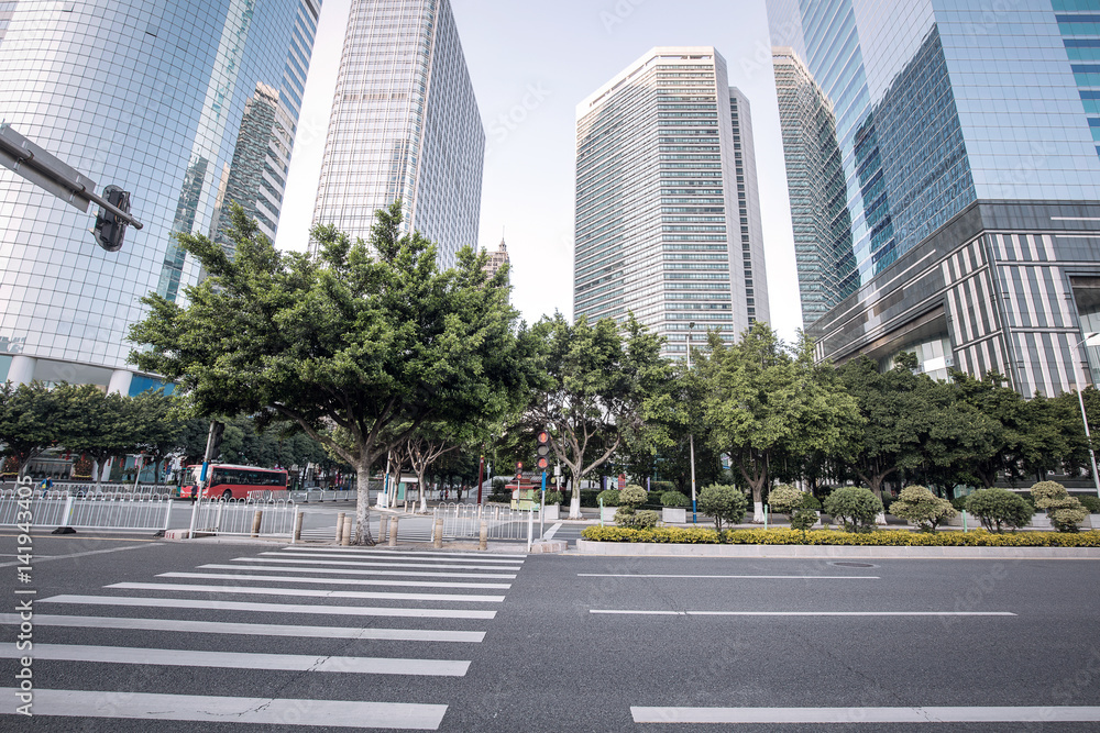 Road with zebra crossing in the city