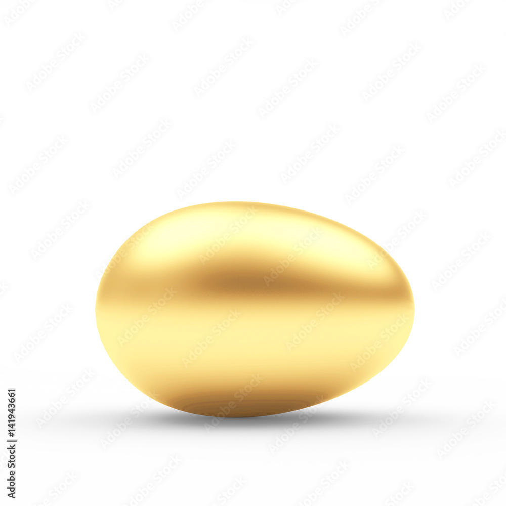 Golden Easter egg isolated on a white background. 3D illustration