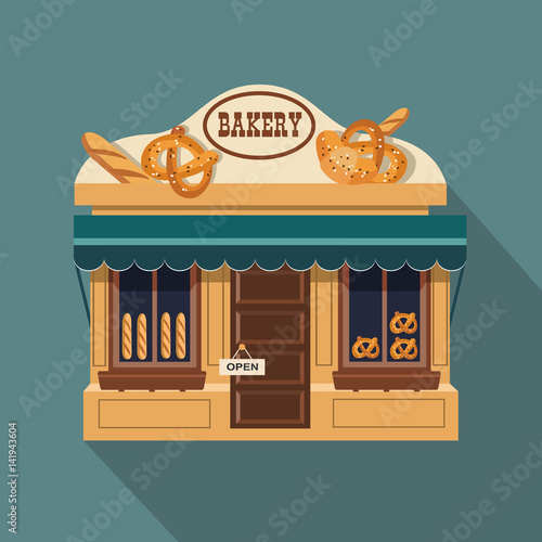Illustration of bakery little cute retro shop