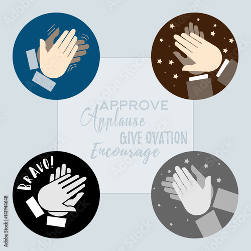 Set og hands clapping approval icons